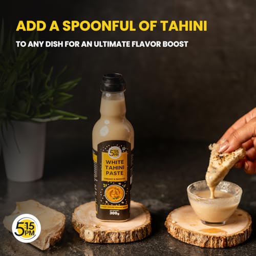 Image of 5:15PM Tahini Paste 300G | White Tahini For Hummus | Tahini Sauce | Ground Hulled Sesame Seeds Paste Smooth & Creamy Natural For Hummus, Baba Ghanoush, Salad Dressings And More