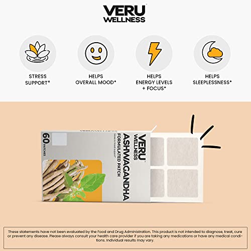 Veru Wellness Ashwagandha Patch - Stress Relief, Natural Mood Support, Stress, Energy, And Focus Support Patches (60 Count) #TOP1
