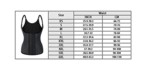 Aecibzo 25 Steel Boned Latex Waist Trainer Vest Workout Corset Body Shaper For Weight Loss (Black, Large) #TOP5