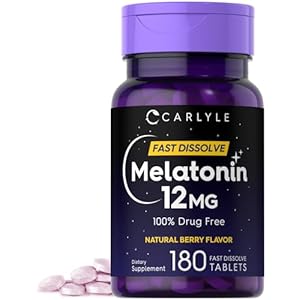 Carlyle Melatonin 12 mg Fast Dissolve 180 Tablets | Drug Free | Natural Berry Flavor | Vegetarian, Non-GMO, Gluten Free