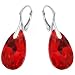 Sterling Silver Red Mary Teardrop Earrings Made with Swarovski Crystals Elements