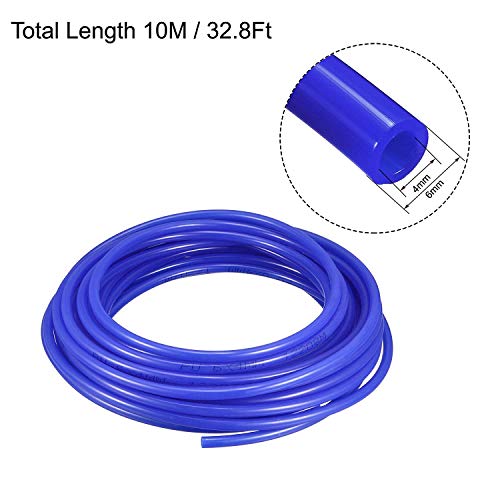 6mm x 4mm Pneumatic Air Compressor Tubing PU Hose Tube Pipe 10 Meter Blue 10 Mtr 32.8Ft 6mm x 4mm Pneumatic Polyurethane PU Tube Pipe (BLUE 10 MTR)