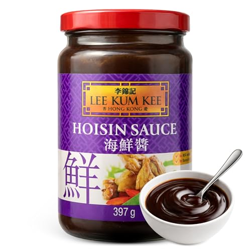 Salsa Hoisin, salsa Lee Kum Kee, Sabor Dulce y especiado, con notas de soya fermentada y ajo, Contiene Gluten, Para Salteados estilo asiático, dim sum, rollitos primavera, Contiene 1 bote de 397 g
