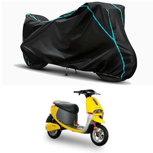 Image of Waterproof Bike Body Cover Compatible for | Tunwal Lithino 2.0 | Taffeta Fabric, Sky Piping Design, Bottom Elastic Fit | Dustproof, Sun UV & Rain Protection for All Weather.