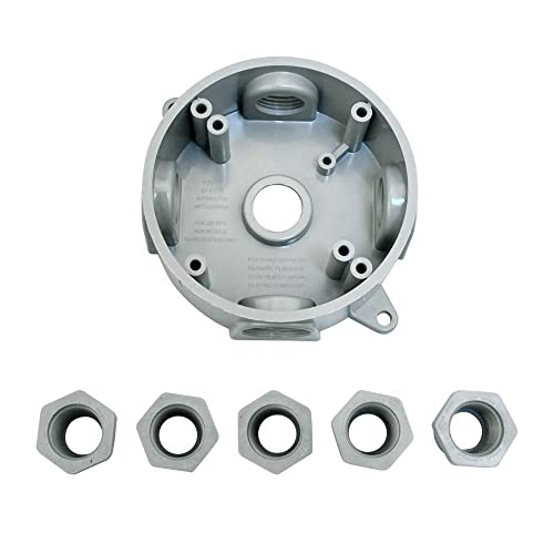 Yxx-Tech Weatherproof Round Electrical Outlet Box, Sealproof 5 Hole-1/2 Or 3/4 Inelectrical Outlet Box，Ul Listed,Pvc No Coverjunction Box，Gray #TOP1