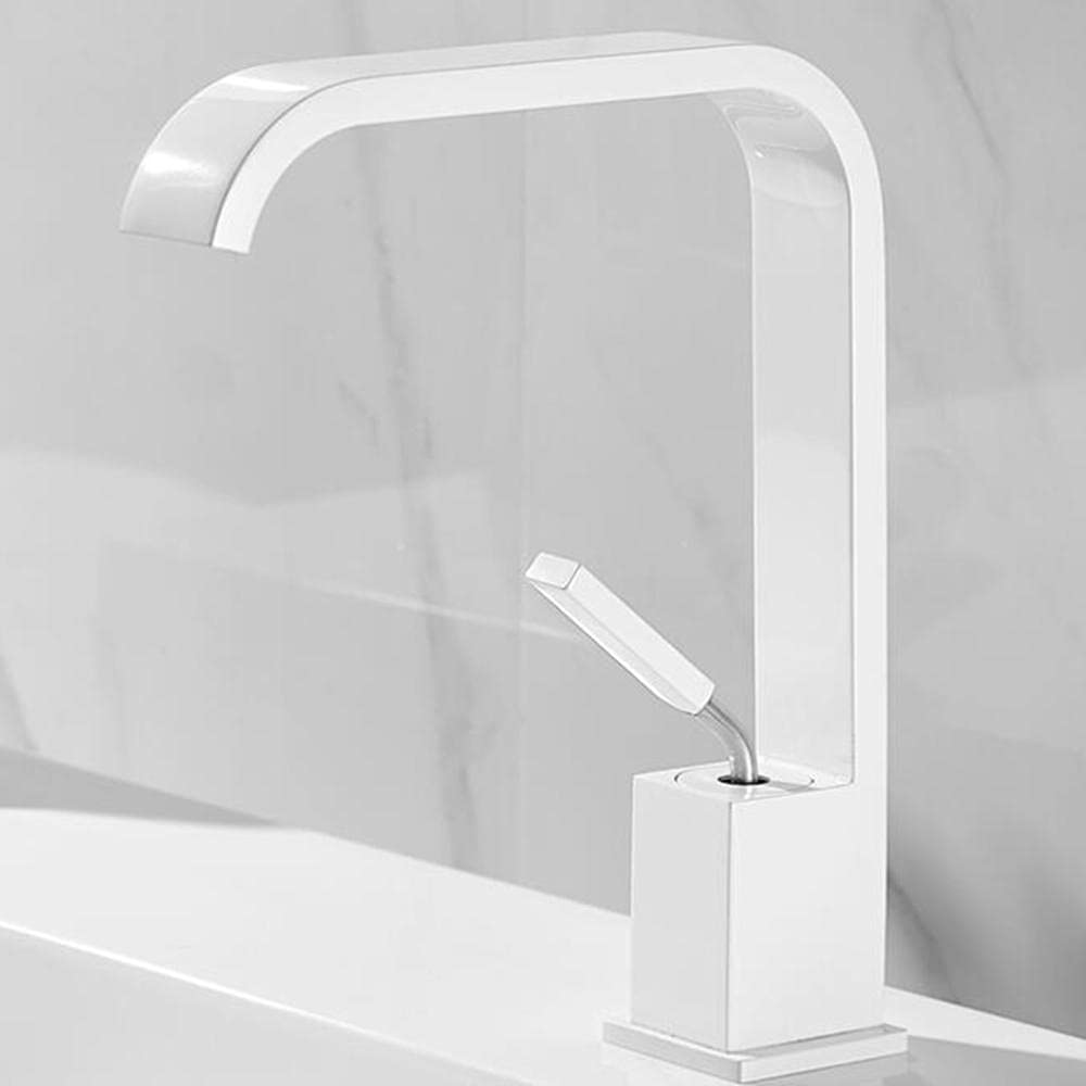 VDOQTLJT Brass Bathroom Faucet Waterfall Single Hole Hot and Cold Switch Smooth Faucet-Black(Nero)