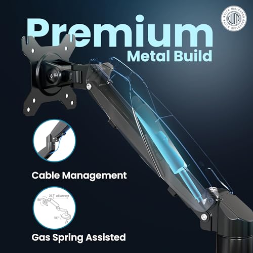 Image of White Mulberry |DIY| Economical Gas Spring Monitor Arm | Desk Mounted Monitor Stand for 15-32 Inch Monitors |9Kg Screen Capacity|VESA 75X75&100X100| Adjustable Metal Desk Monitor Mount-(Single Screen)