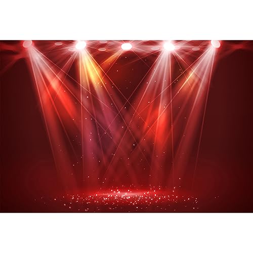 YongFoto 3x2m Vinyl Stage Scenes Photo Backdrop Bokeh Red Shinning Light Glitters Spotlights Concert Music Show Party Event Photography Video Film Photoshoot Background Studio Props Wallpaper