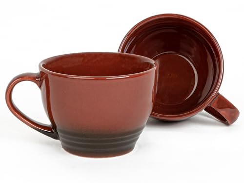 Image of Bodhi House Large Ceramic Coffee Mug | Microwave & Dishwasher Safe | Bone-ash Free Cappuccino Mug | Multipurpose Foodgrade Latte Coffee Mug Ideal for Daily Use & Gifting (Pack of 2, 500ml | Deep Red)