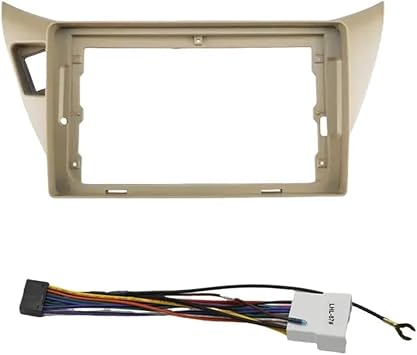 9 Inch Car Frame Fascia Adapter Compatible with Mitsubishi Lancer IX GLX 2002-2007 Android Radio Dash Fitting Panel KitBeige Frame Cable