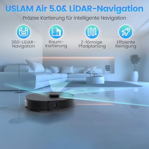 Robot Vacuum Cleaner with Wiping Function, 3.5 L Vacuum Cleaner Robot with Suction Station, 180 Min Runtime, LiDAR Navigation, App Control