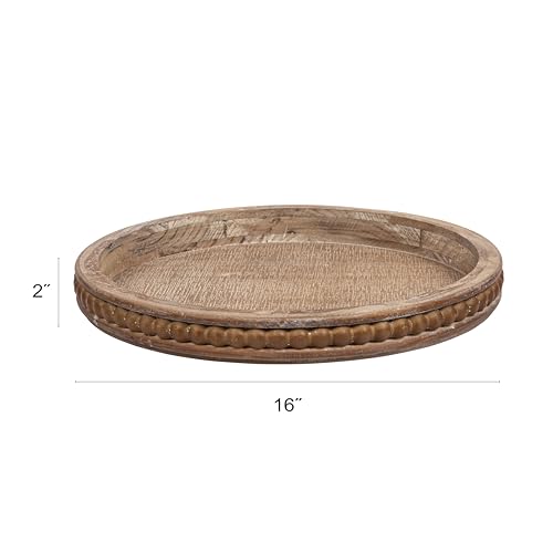 Whitewashed Round Decorative Wood Tray - Image 3