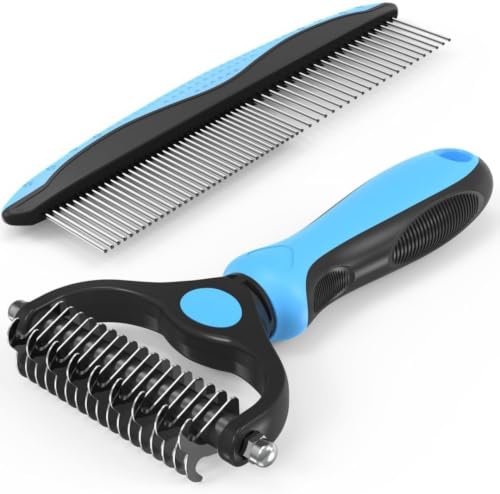 Cepillo Perro, Peine Perro- 2 en 1 para Perros y Gatos, Deslanador Quitapelos para Eliminar Pelo Muerto y Subpelo, Peine Desenredante para Pelo Corto, Medio y Largo