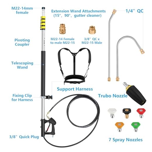24 FT Telescoping Pressure Washer Wand