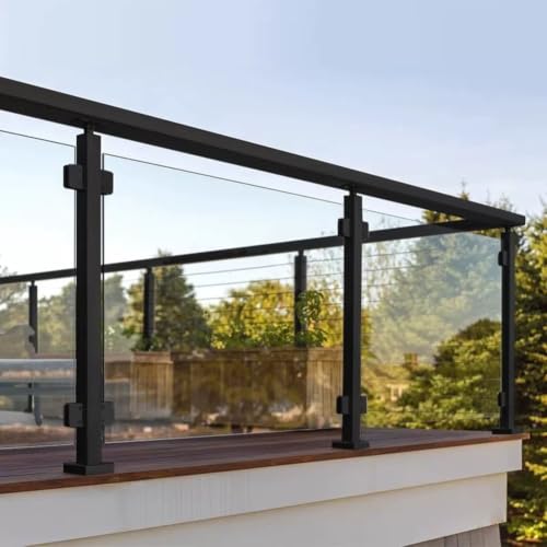 Poste de acero inoxidable 304 esquinero de 105cm con abrazaderas para barandilla de vidrio