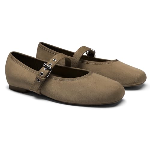Image of Rihero Mesh Ballet Flats for Women Square Toe Mary Jane Flats Comfortable Casual Ballerina Shoes