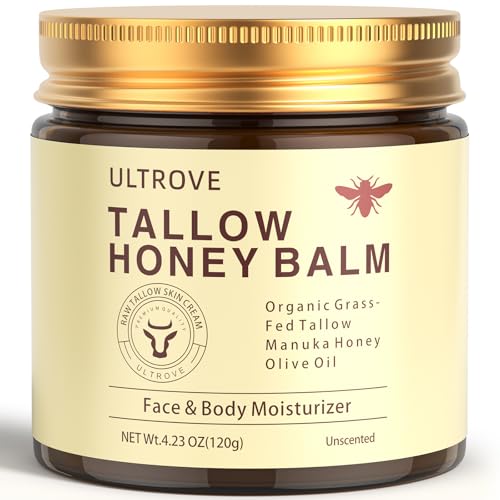 ULTROVE Beef Tallow Creme - Bio Rindertalg und Wildhonig Balm für Gesicht und Körper Skincare, Natürlicher Feuchtigkeitscreme für trockene und empfindliche Haut, 120g(Zweierpack) (2)