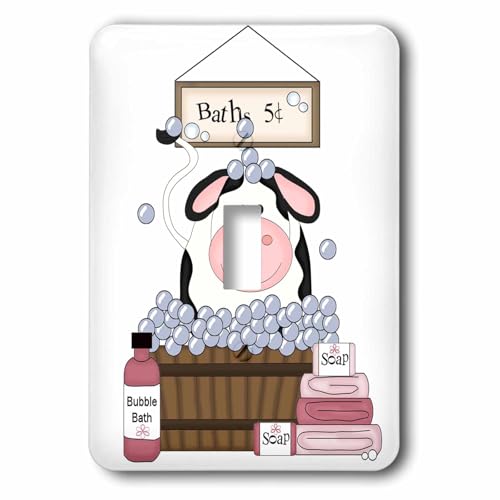 Interrupteur à bascule motif vache noire et blanche multicolore pour déco cuisine 3dRose