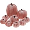 9Pcs Pink Faux Assorted Velvet Pumpkins Decorations Artificial Fabric Pumpkin Foam Fall Wedding Halloween Home Decor Thanksgiving Farmhouse