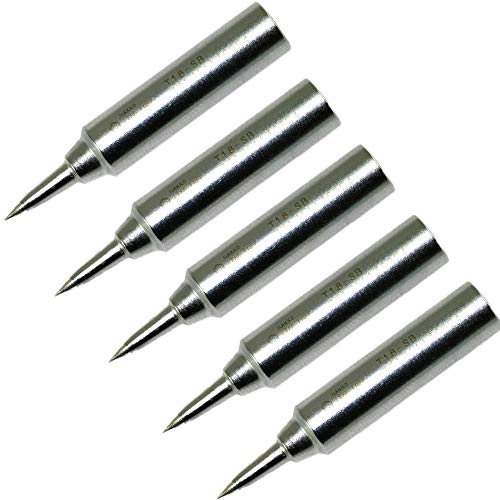 Hakko T18-SB - T18 Series Soldering Tip for Hakko FX-888/FX-8801 - Conical - R0.2 mm x 13.2 mm (5 Pack)