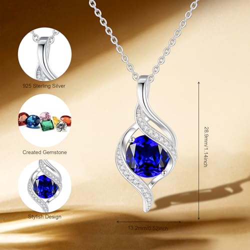 FANCIME Birthstone Necklace for Women Round Cubic Zirconia Necklace S925 Sterling Silver full Love Birthday Gifts for Mom Women2