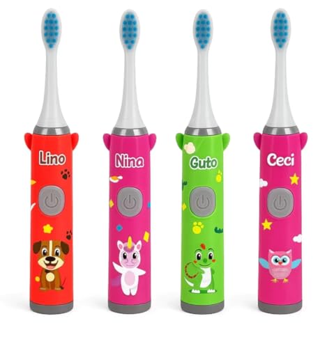 Escova Dental Elétrica Infantil com Refil Cerdas Macias e Design Divertido (Unicórnio/Lilás)