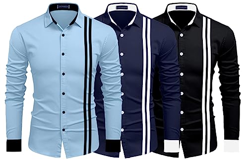 Image of Zombom Men's Striped Regular Fit Shirt