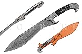 MK-338 Handmade Damascus Steel Machete/Kukri Knife, Bushcraft Knife, Hunting Knife, Camping Knife,...