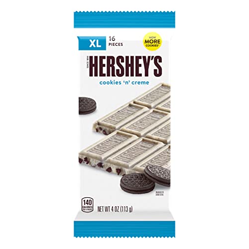 HERSHEY'S Cookies 'n' Creme XL, Candy Bars, 4 oz (12 Count, 16 Pieces)