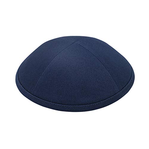 Cool Kippah Navy Cotton Twill Yarmulkah For Boys - Four Part Designed 19Cm #TOP2
