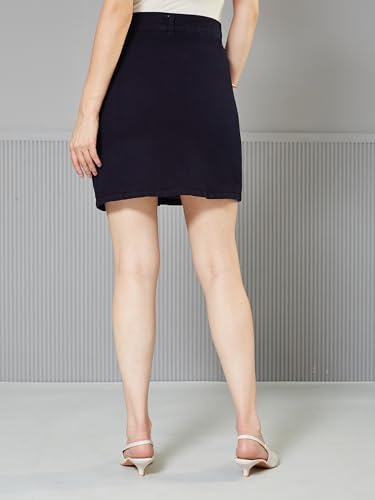 Image of Miss Chase Women's Regular High Rise Above Knee Stretchable Denim Skirt
