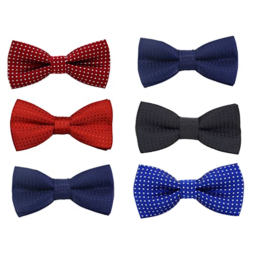 SYAYA Kids Bow Tie for Boy, Adjustable Pre Tied Neck Bowtie for 3-8 Child & Baby Toddler Party B-B-BT5 (Z- Set 6 -Burgundy, Red, Navy, Black, Royal Blue)