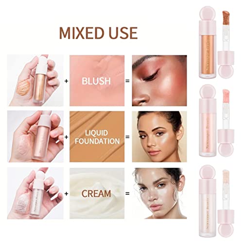 Highlighter With Face Brush Liquid Highlighter Luminizer With Shimmer Finish Long Lasting Smooth Lightweight Highlighter Smudge Proof, Natural-Looking Waterproof Face Illuminator#06 #TOP3