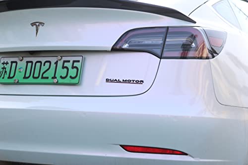 Atom Fit Dual Motor Underlined Letters Emblem Compatible With Tesla Model 3 X Y Decorative Auto Letter Decal Performance Badge Accessories For Car Trunk Body Door Truck Vehicle #TOP4