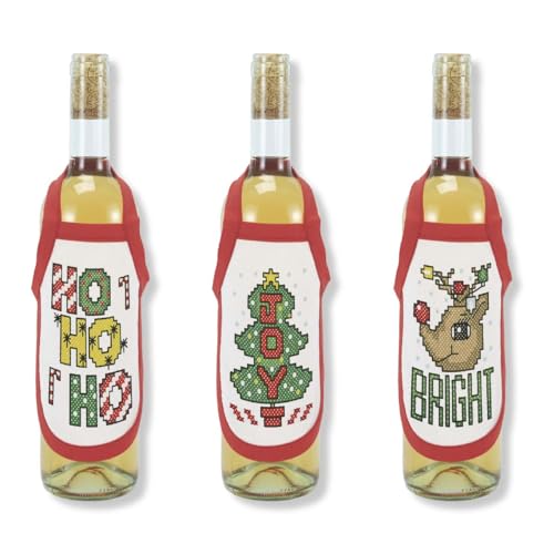 Herrschners Christmas Bottle Aprons Stamped Cross-Stitch Kit