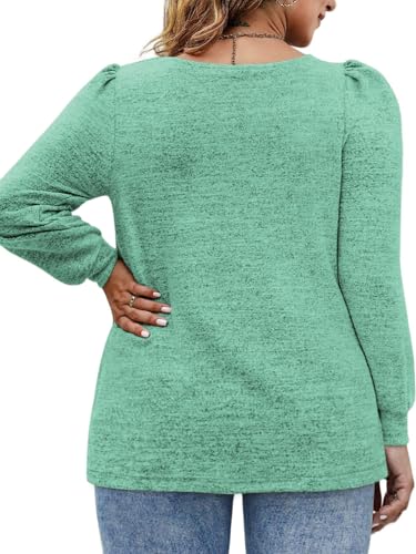 Image of VOGRACE Womens-Plus-Size-Tops Crew Neck Puff Sleeve Shirts Casual Tunic Sweatshirts XL-5XL