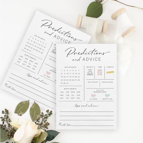 Printed Party Baby Predictions & Advice Cards for New Parents – Baby Shower Game, Wishes for Mommy & Daddy, Gender Reveal Boy or Girl, Modern Minimal Design, 30 Cards - Thumbnail 5