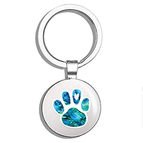 Paw Print Heart Love Abstract Dog Cat Each Decal Double Sided Stainless Steel Keychain Key Ring Chain Holder Car/Key Finder