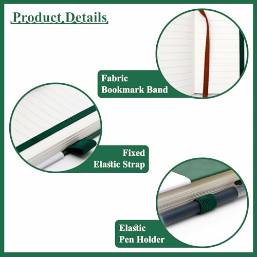 CiciIng Notizbuch Klein A7, Taschennotizbuch mit Gummizugverschluss, Mini Notizbücher mit Stifthalter, Taschen Journal Notizblock für Schule Büroarbeiten (Grün)