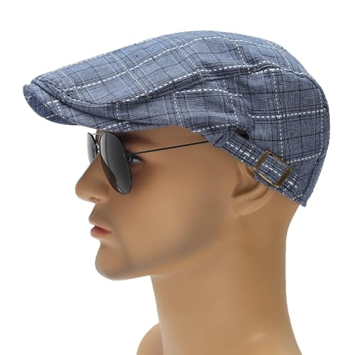 Image of ZLYC Men Cotton Flat Cap Summer Scally Ivy Gatsby Newsboy Beret Driver Cabbie Hunting Hat