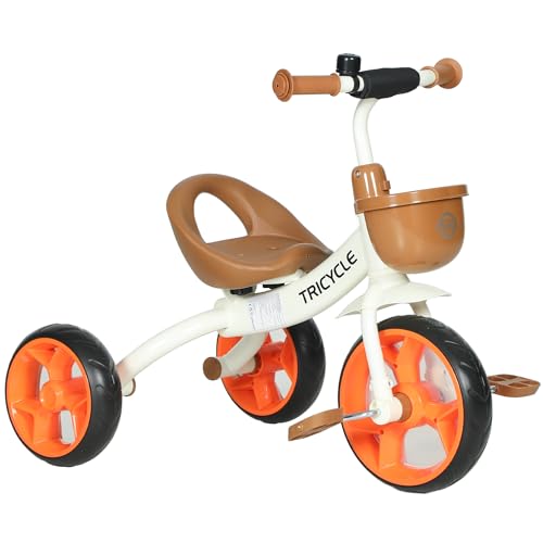 AIYAPLAY Kids Trike for Ages 2-5 Years, Toddler Tricycle with Front Basket and EVA Wheels, Indoor & Outdoor Use, for Boys and Girls, Orange