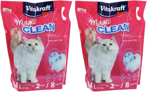 Vitakraft Magic Clean, lettiera per Gatti, lettiera igienica da minerali, Non agglomerante, particolarmete povera di Polvere, Dura 8 Settimane, Basta per Due Mesi (1x 8,4l) (Confezione da 2)