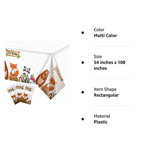 Tatuo Woodland Tablecloth Animals Safari Tablecloth Woodland Table Covers Plastic Jungle Wild Creature Zoo Party Table Cloth For Kids Birthday Baby Shower Decoration Supplies, 54 X 108 Inch(3 Pieces) #TOP7