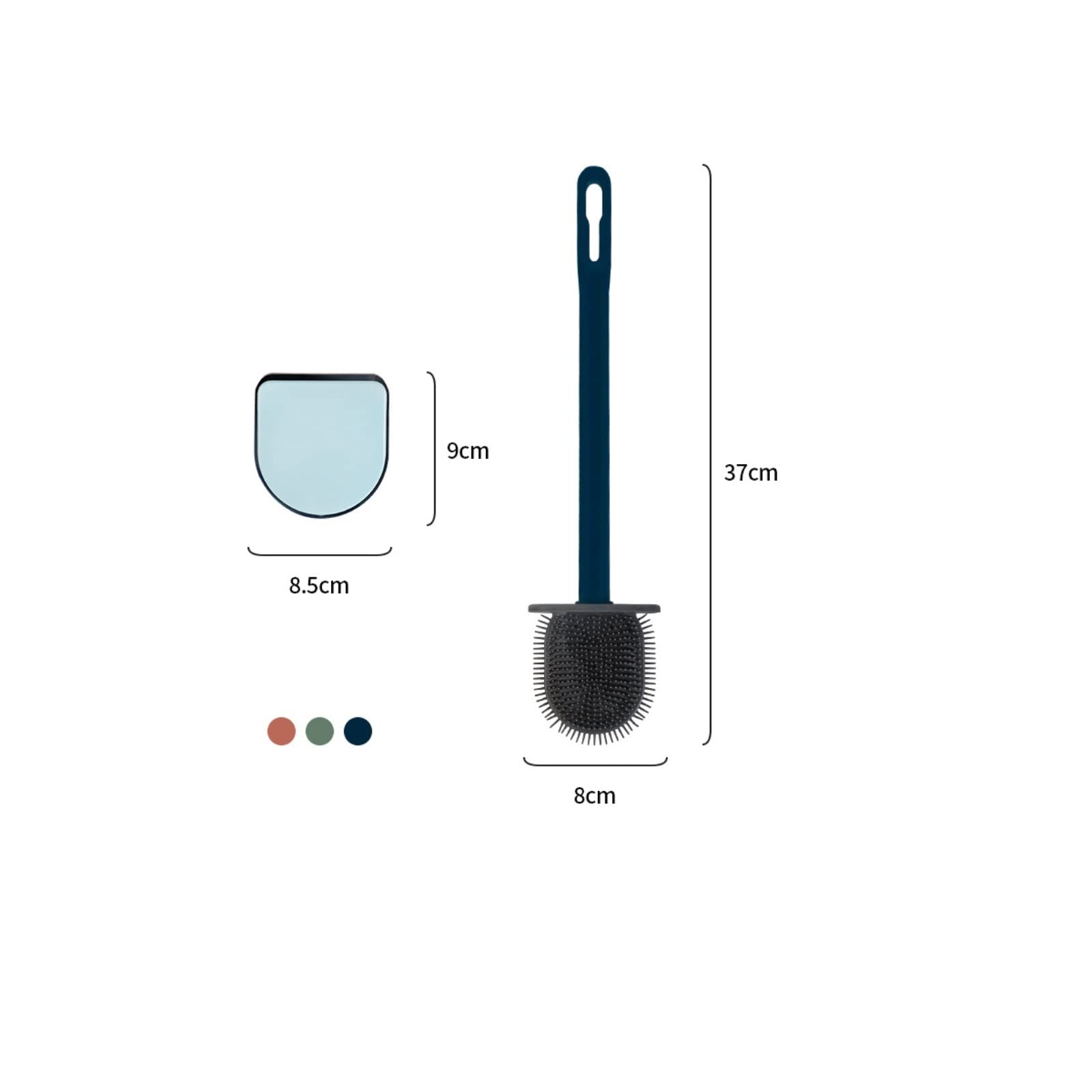 Scopino per WC in silicone, spazzola per pulizia a testa piatta, setole morbide flessibili, con supporto ad asciugatura rapida, montaggio a parete per la pulizia del WC