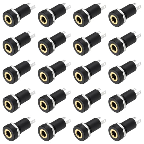 Image of DMiotech 2 Pins Vertical Female 3.5mm Mono TS Jacks Plug Socket Black 20Pcs