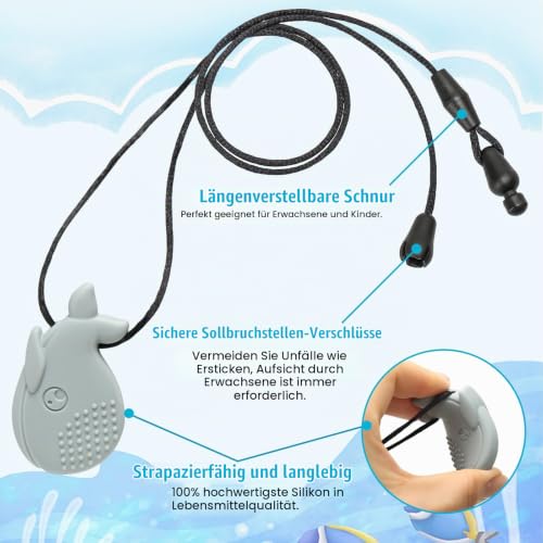 Kaukette für kinder 5er Set, Sensorische Kauketten, BPA-freies Silikon – Ansicht 4