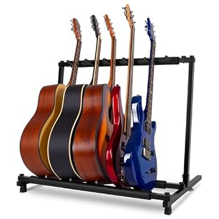 AODSK 5 Multi Guitar Stand Rack with Folding Design,Multiple Guitars Stand,Portable Black Guitar Holder,Black Guitar Display Holder for Guitar & Bass,Studio & Home (Square-5 Holder) - Les Beatles, Paul McCartney, John Lennon, RIngo Starr, George Harrison