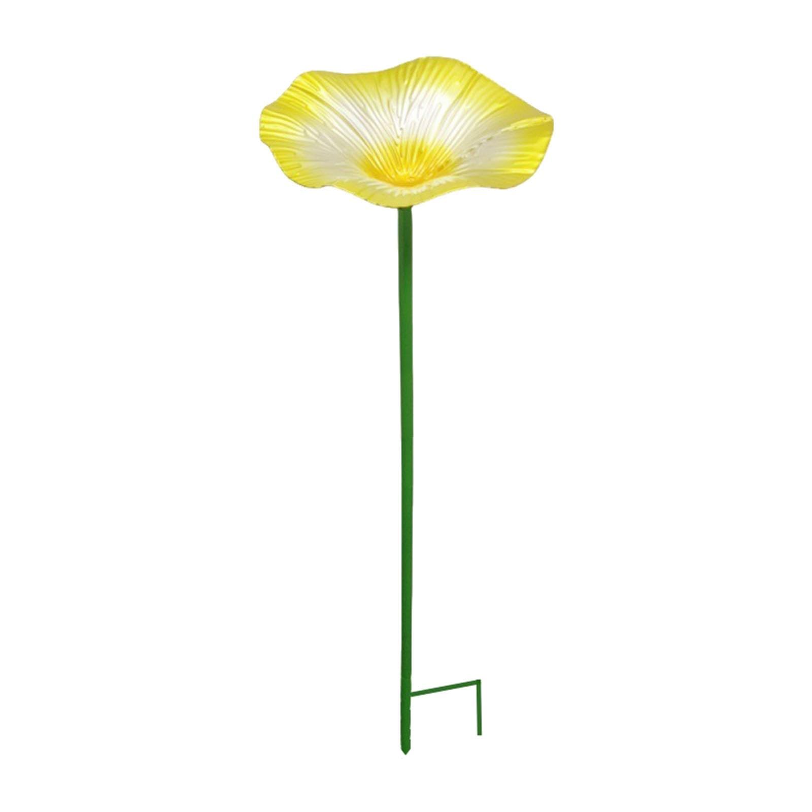 Bain d'oiseaux en fer jaune avec piquet de terre pour le jardin