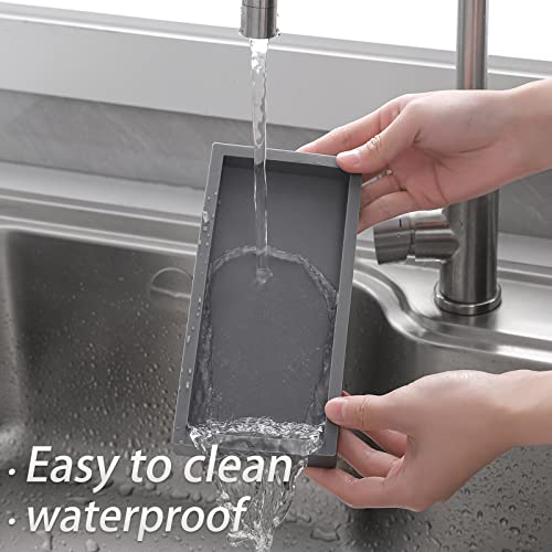 Silicone Bathroom Vanity Tray Dish Soap Holder Sink Organizer, Grey by Heagoale - Used condition - Image 6