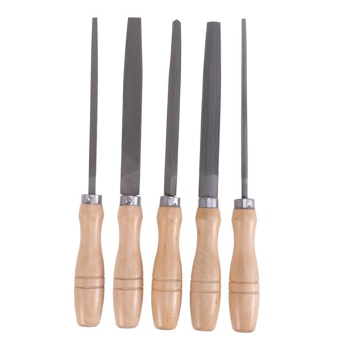 Homoyoyo Set Di Lime Raspe Con Manico in Legno Da 6 Pollici - 5 Lime in Acciaio Ad Alto Tenore Di Carbonio - Accessorio Per Raspe Per Lavorazione Del Legno